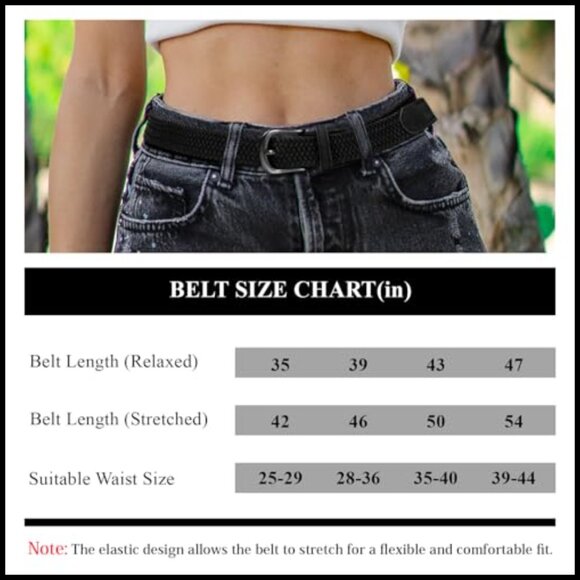 Braided Elastic Woven Belt with Gold Buckle, Stretch Fabric main image 7